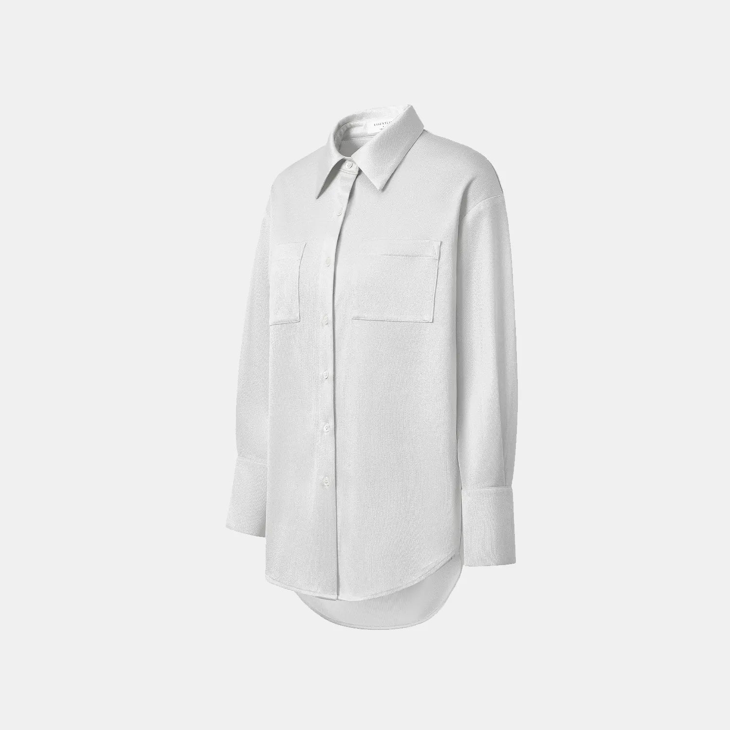 “Easy Go Chic” 醋酸針織面料Oversized 襯衫 — 銀白