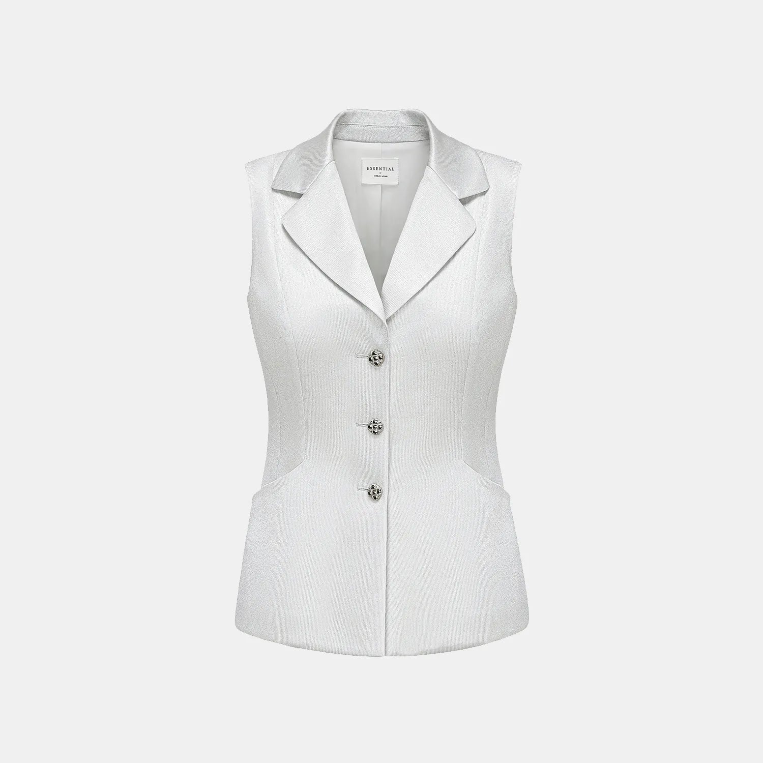 “Easy Go Chic” 醋酸針織面料馬甲背心 — 銀白