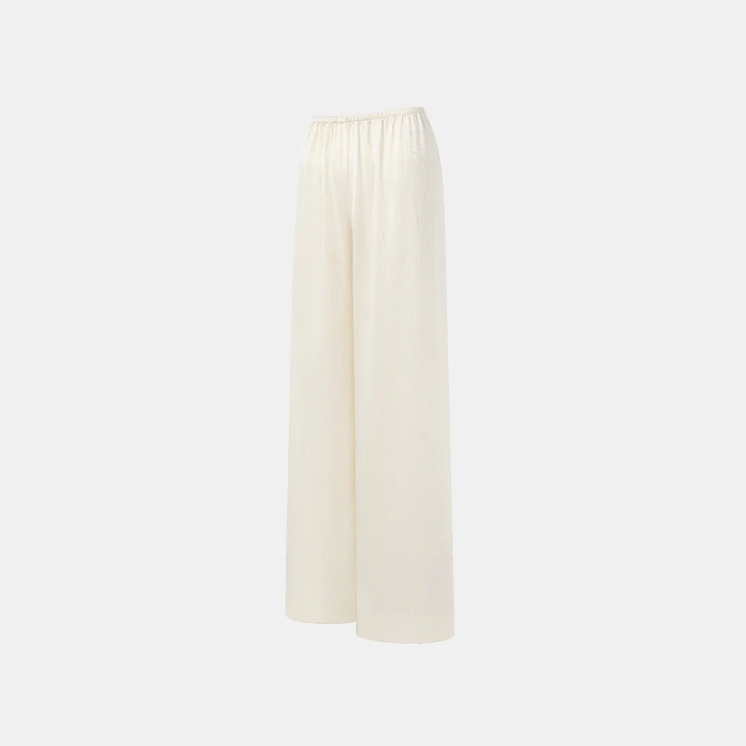 "Easy Go Chic" Korean Pleated Fabric Straight Leg Pants — Original White 