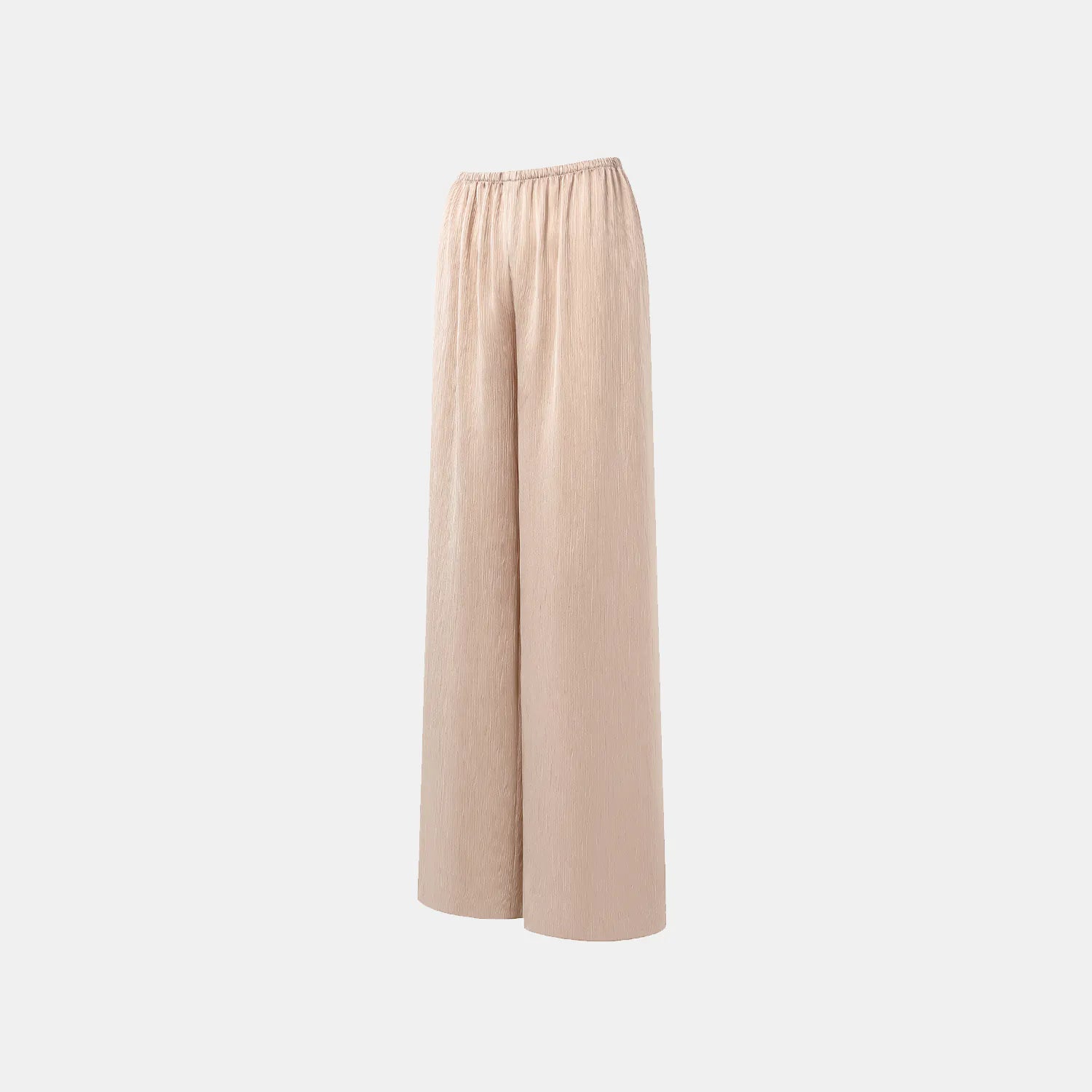 "Easy Go Chic" Korean Pleated Fabric Straight Leg Pants — Nude Gold 