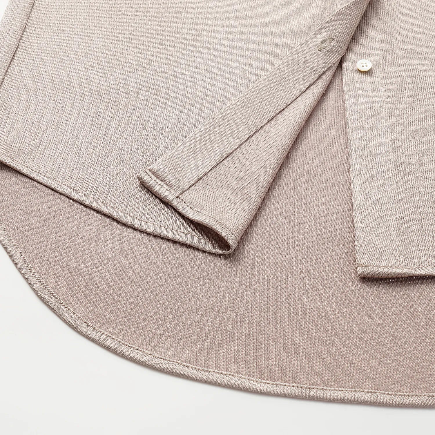 “Easy Go Chic” 醋酸針織面料Oversized 襯衫 — 咖啡