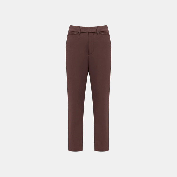 “Speak Sleek.” Anti-wrinkle Acetate Cropped Pants—Suede Brown 