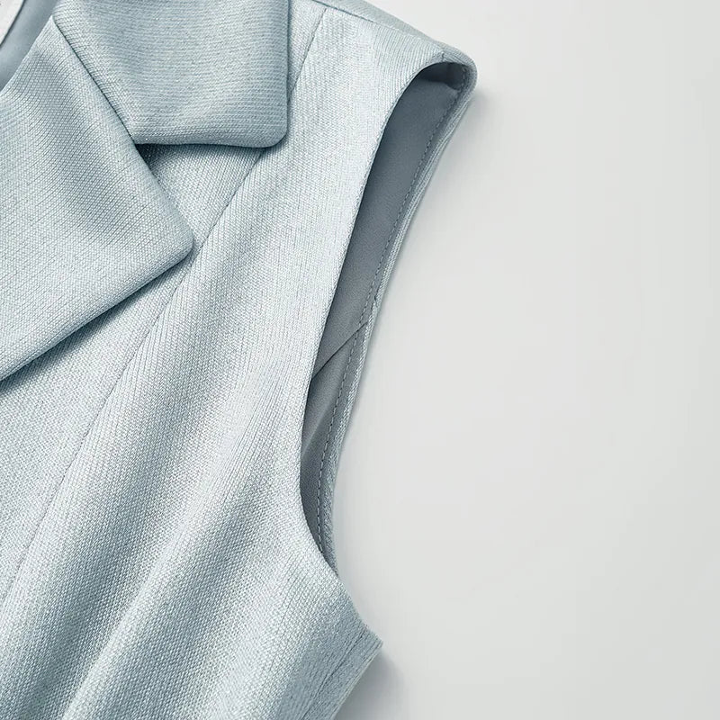 “Easy Go Chic” 醋酸針織面料馬甲背心 — 淺藍