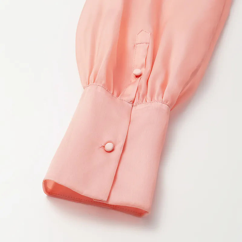 "慵倚春意" 真絲歐根緞立體剪裁國風罩衫— 落日熔金粉