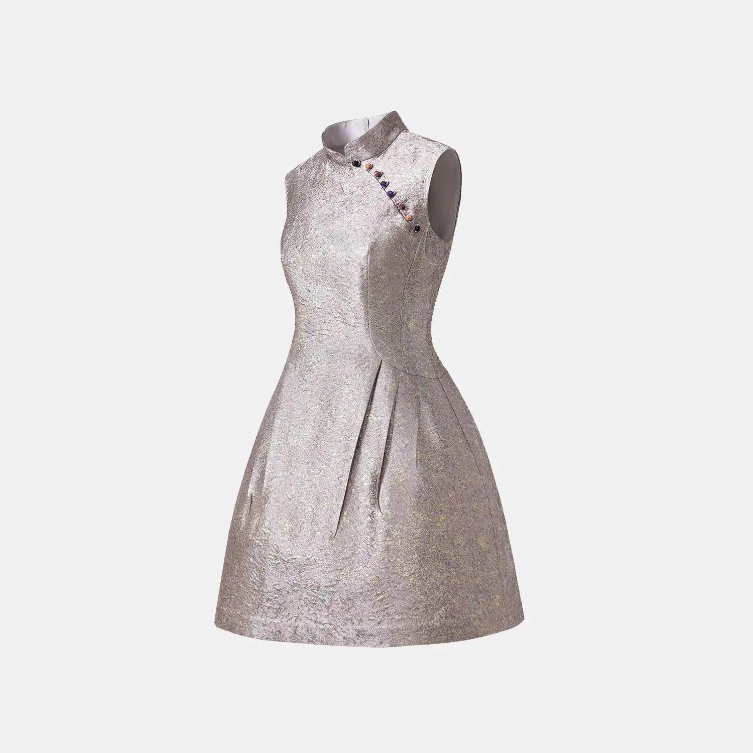 "Imperial Garden Gala" 義大利製提花面料新中式立裁輕國風短洋裝—紫藤繞翠