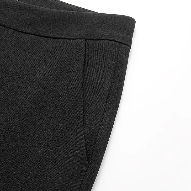 "Autumn Diary" Korean super stretch drape texture fabric beautiful leg filter flared pants - black 