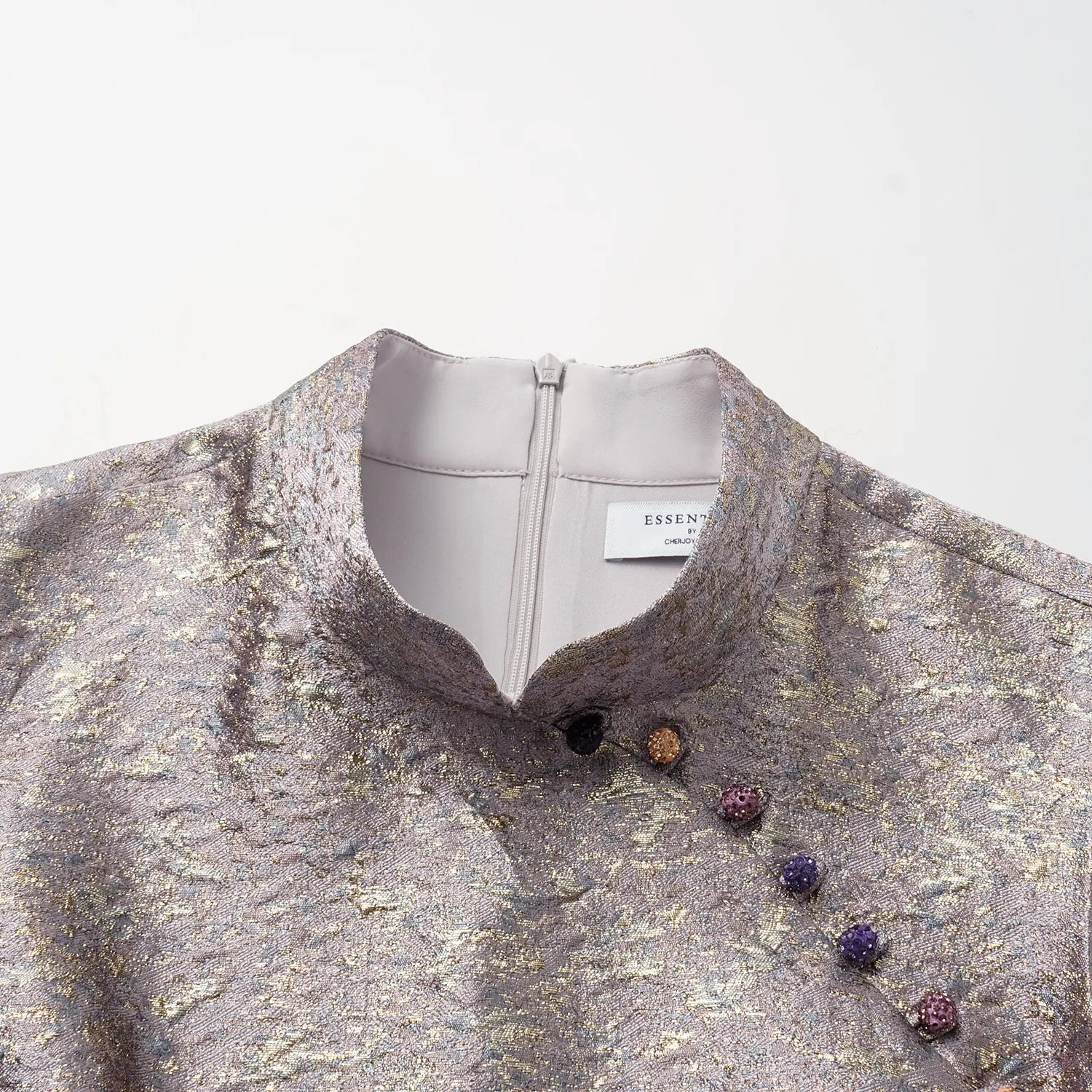 "Imperial Garden Gala" 義大利製提花面料新中式立裁輕國風長洋裝—紫藤繞翠