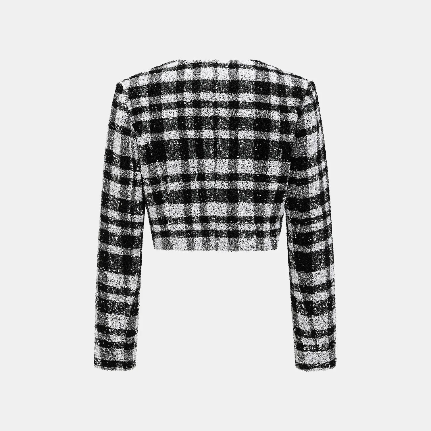 “Welcome to my party.” 亮片工藝墊肩短外套—Classic Checked.