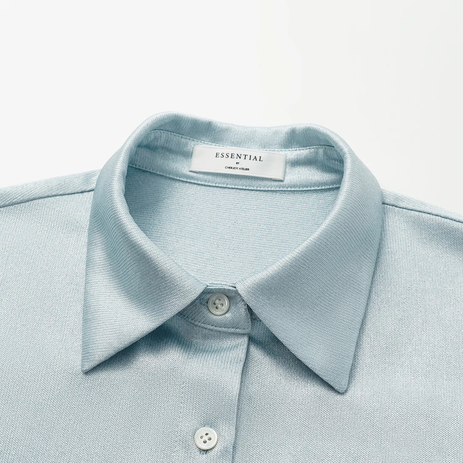 “Easy Go Chic” 醋酸針織面料Oversized 襯衫 — 淺藍