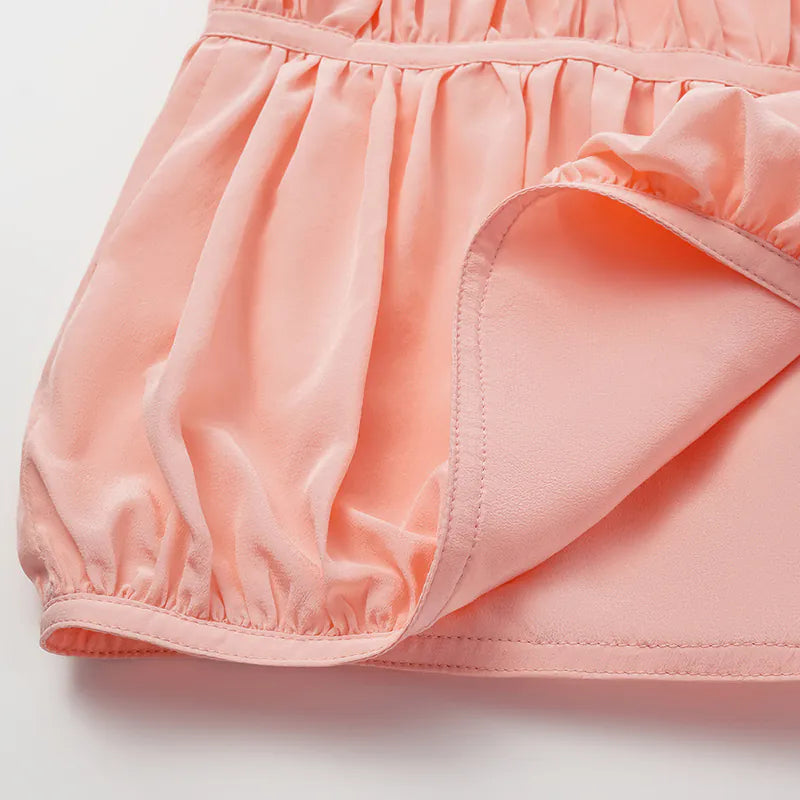 "Brunch at Ritz." 真絲雪紡立體抽褶背心—落日熔金粉