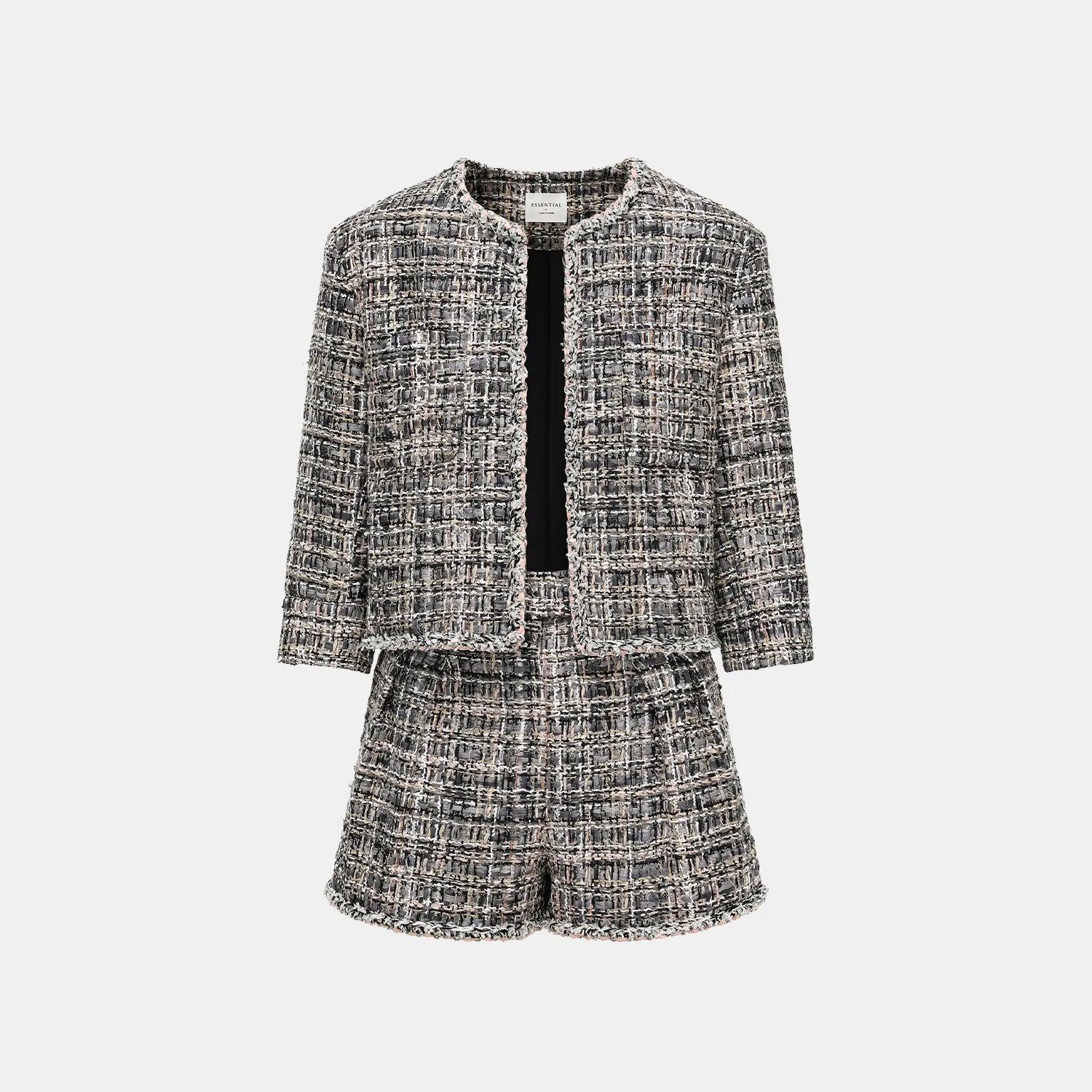 “Knightsbridge citywalk.” Tweed jacket—grey 