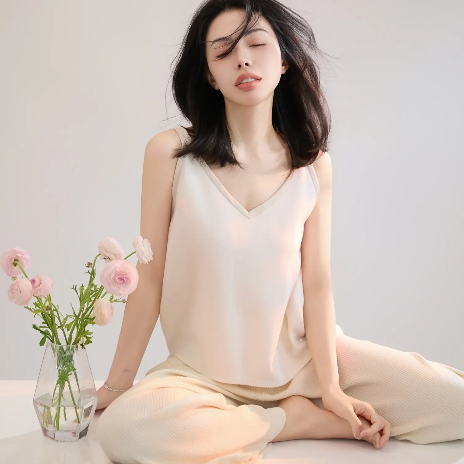 "The Top" 英國頂級雙面縐紗背心—Ivory