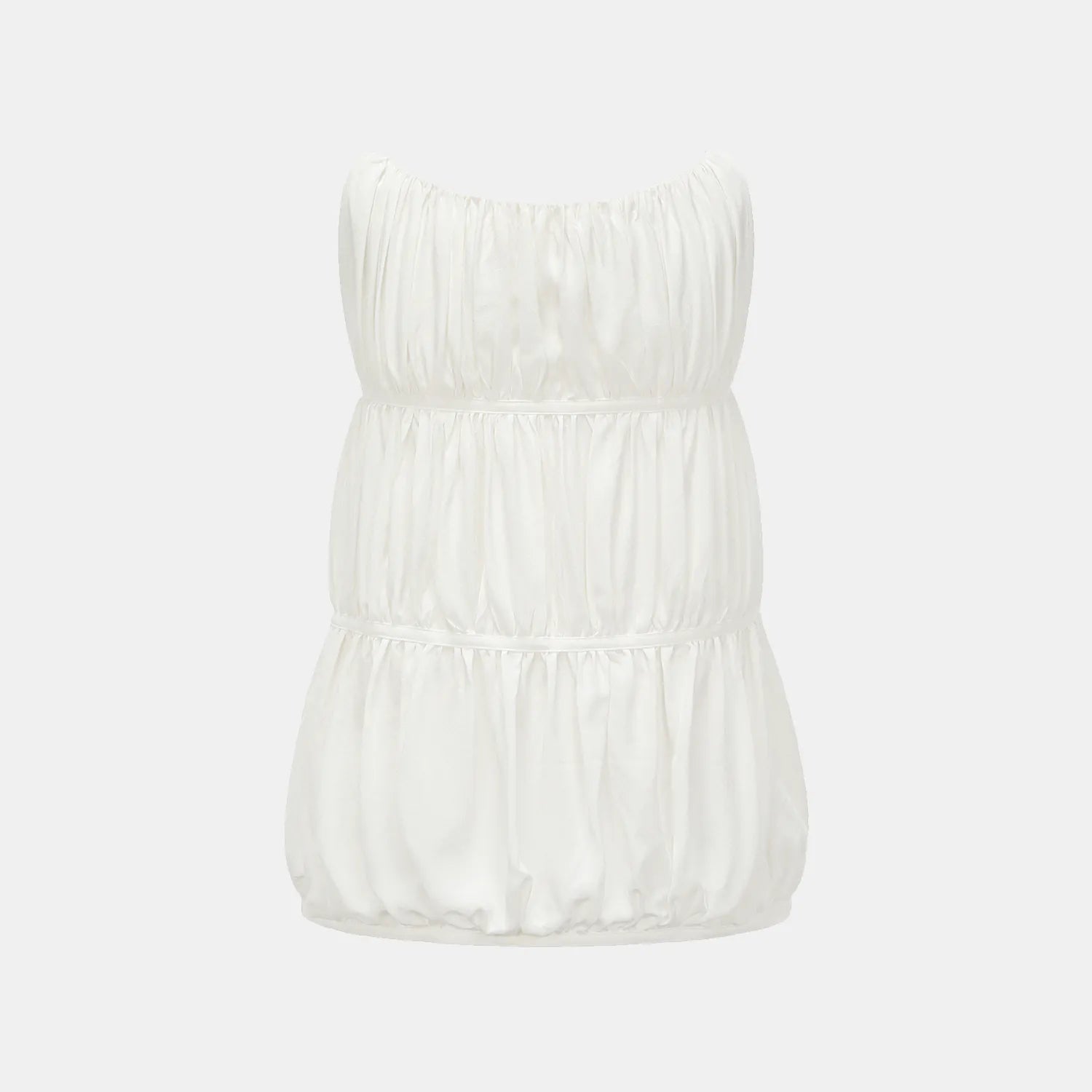 "Brunch at Ritz." 真絲雪紡立體抽褶背心— 梨花白