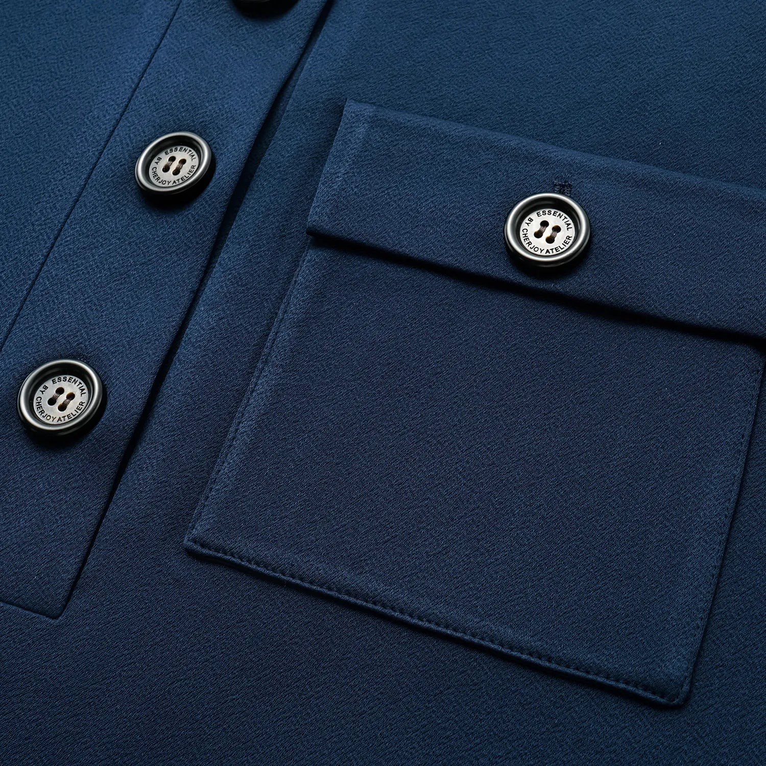 “Easy-go Chic” 重磅醋酸休閑款洋裝—藍