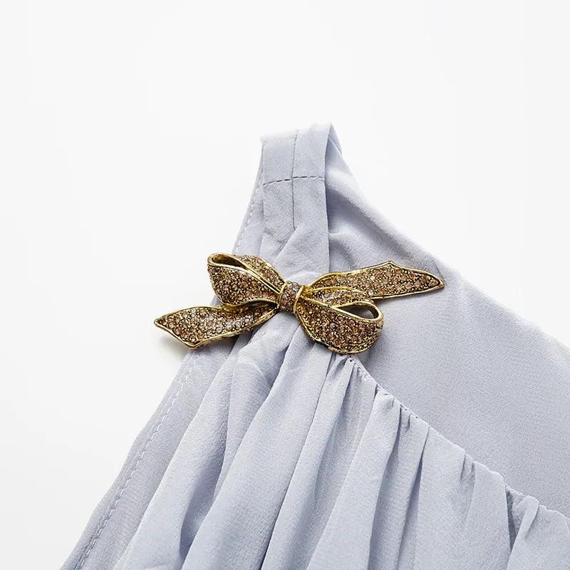 "Brunch at Ritz." 真絲雪紡立體抽褶背心— 暮雲煙紫