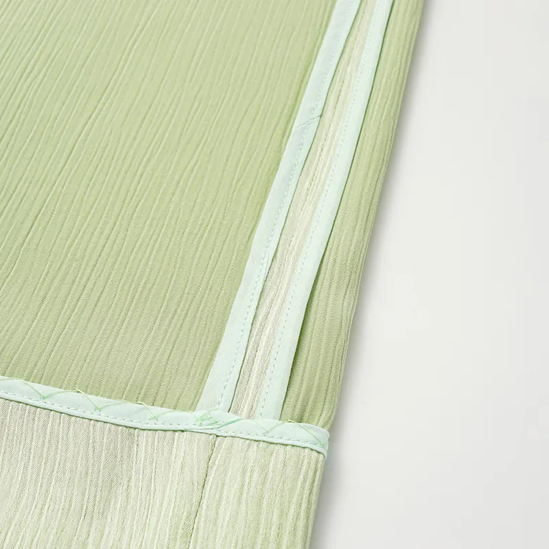 "Easy Go Chic" Korean Pleated Fabric Straight Leg Pants — Bubble Green 