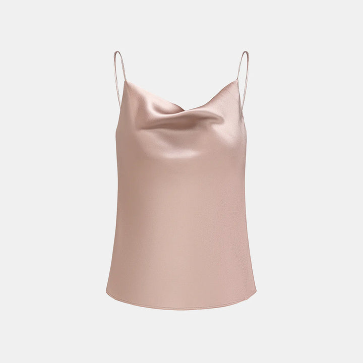 "Summer Diary" 醋酸盪領細肩帶背心—銅金