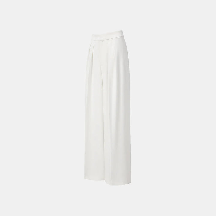 "Speak Sleek." Anti-wrinkle Acetate Special Cut Wide Leg Trousers - White 