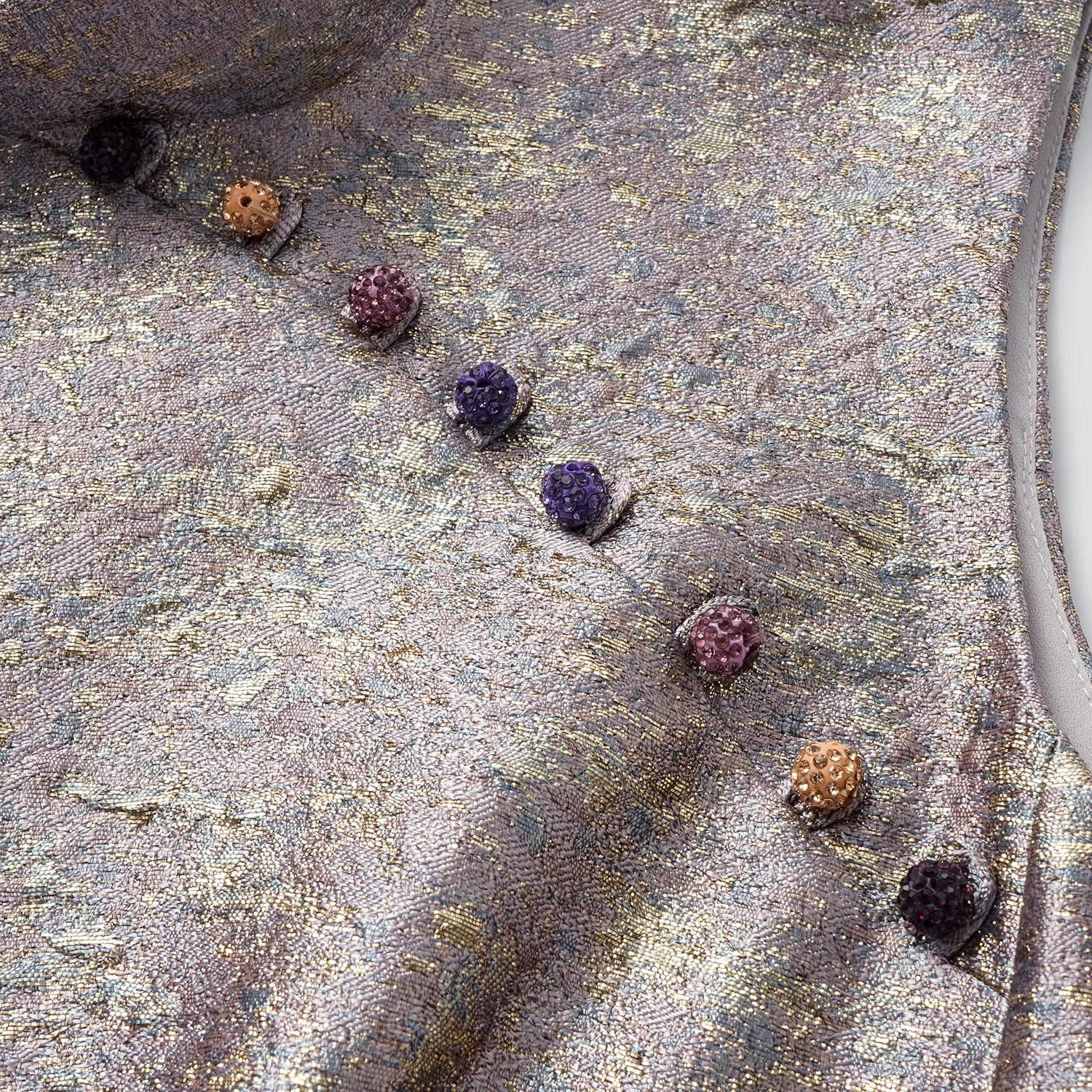 "Imperial Garden Gala" 義大利製提花面料新中式立裁輕國風短洋裝—紫藤繞翠