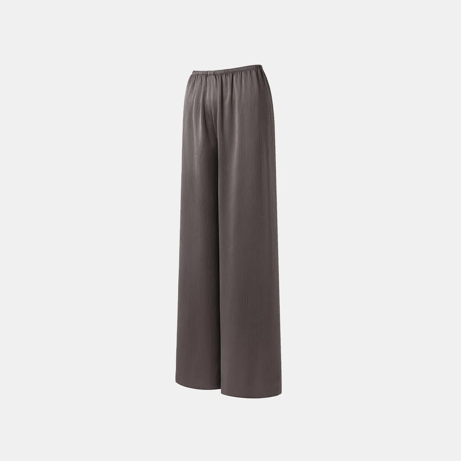 "Easy Go Chic" Korean Pleated Fabric Straight Leg Pants - Leather Brown 