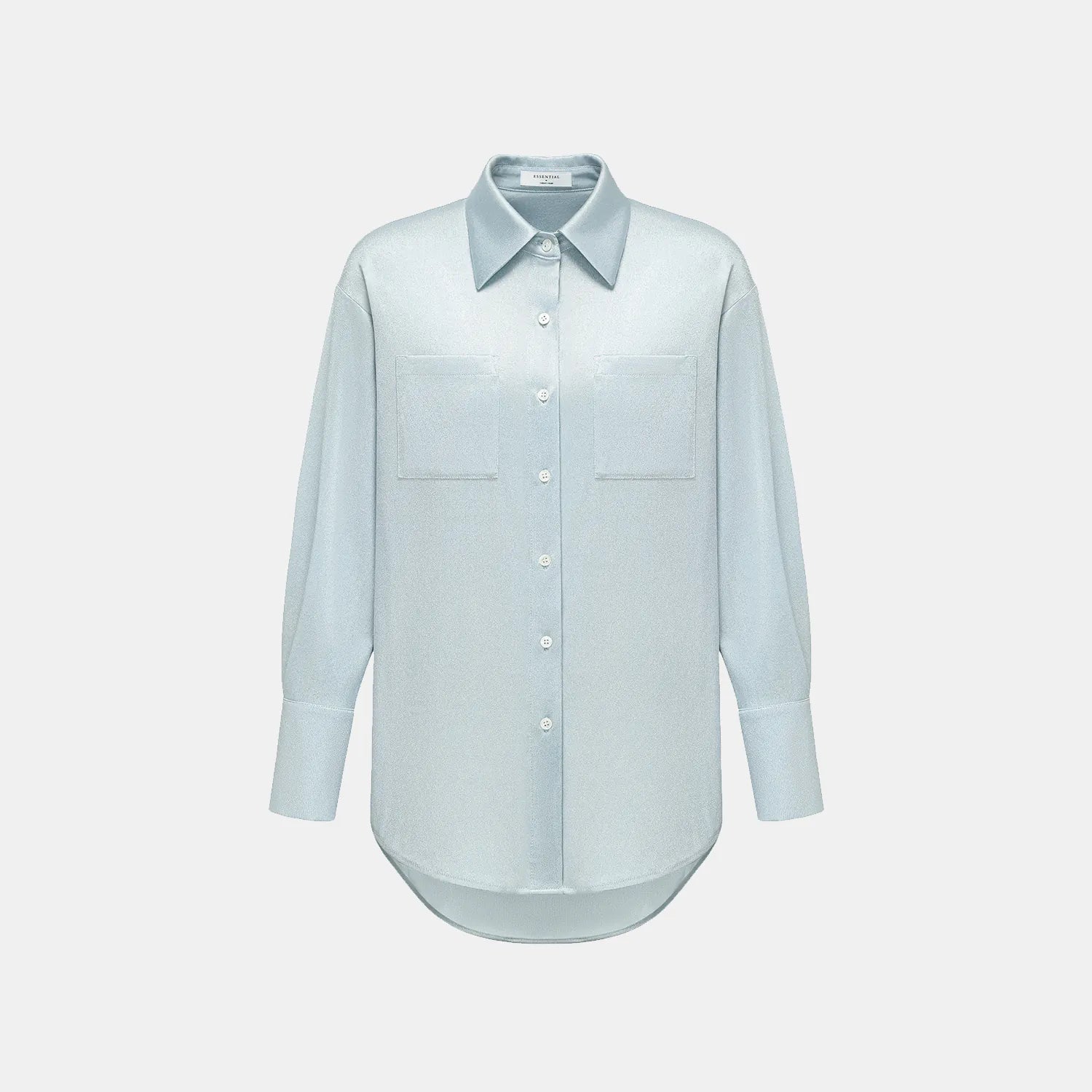 “Easy Go Chic” 醋酸針織面料Oversized 襯衫 — 淺藍