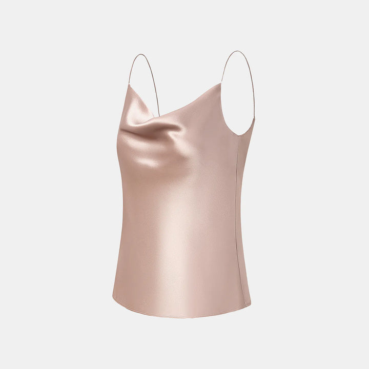 "Summer Diary" 醋酸盪領細肩帶背心—銅金