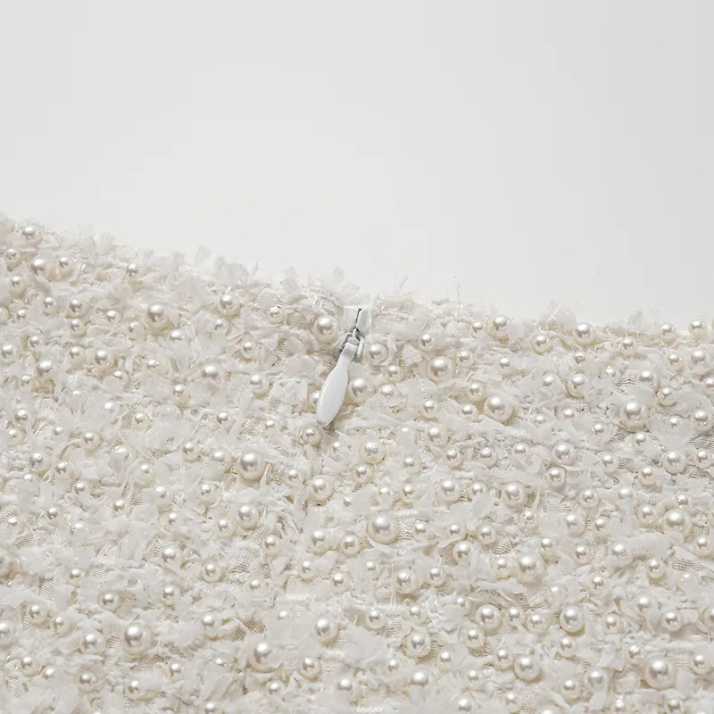 “Great Gatsby” Ruffo Coli 高級訂製手工珍珠面料褲裙—白色