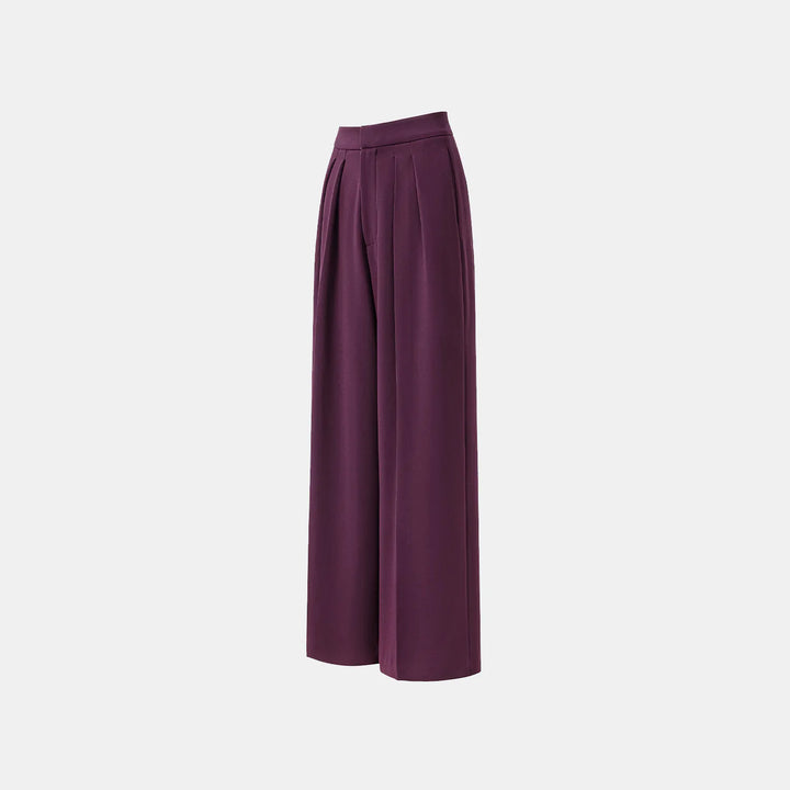 "Speak Sleek." Anti-wrinkle Acetate Special Cut Wide Leg Trousers - Grape Purple 