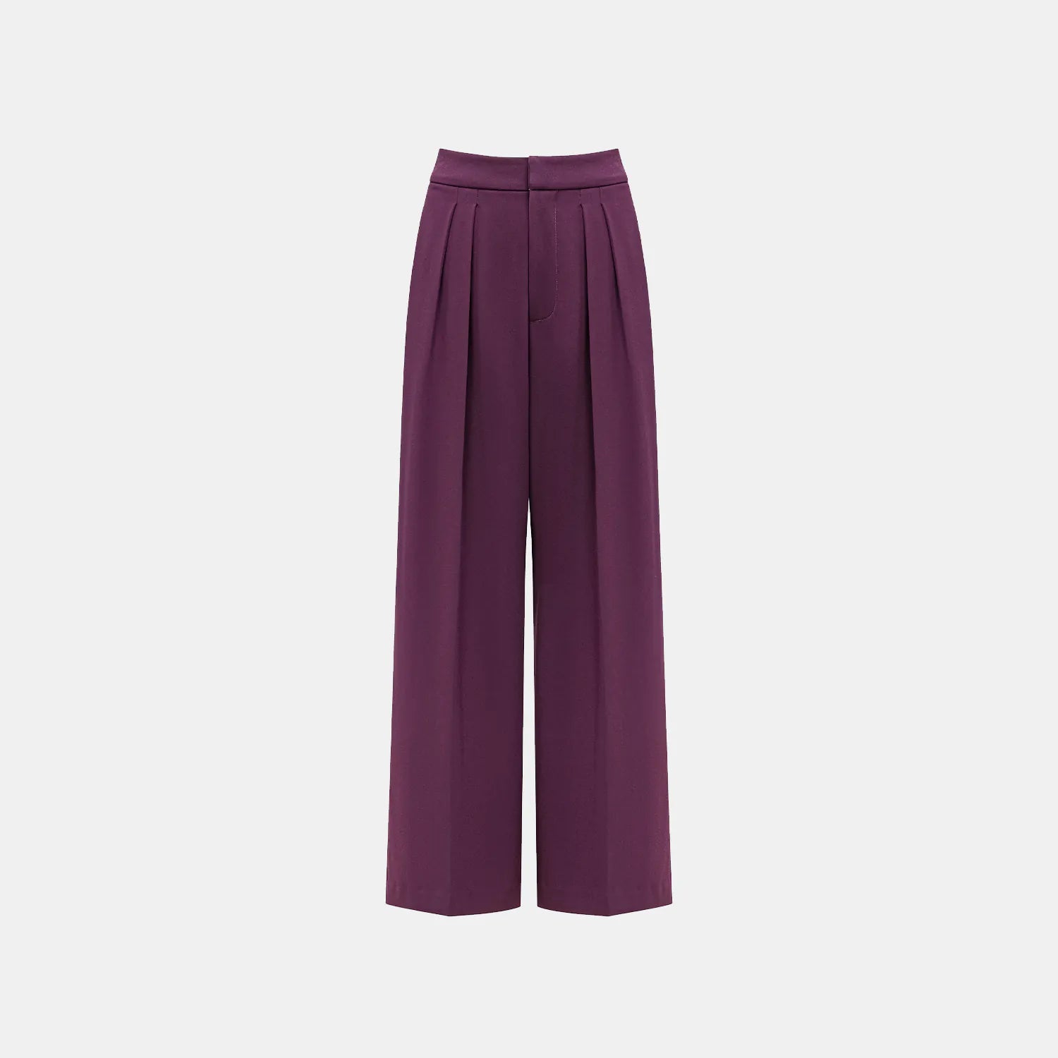 “Speak Sleek.” 抗皺肌理醋酸特殊剪裁闊腿長褲—葡萄紫