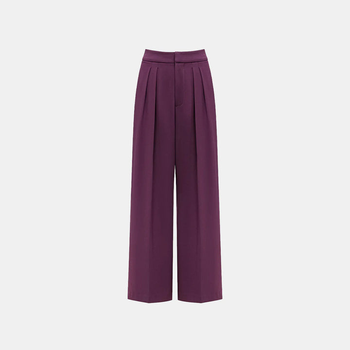 "Speak Sleek." Anti-wrinkle Acetate Special Cut Wide Leg Trousers - Grape Purple 
