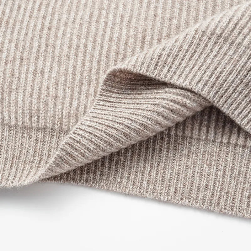 "Winter Diary" 100% Cashmere 粗針大翻領上衣—Taupe Swirl