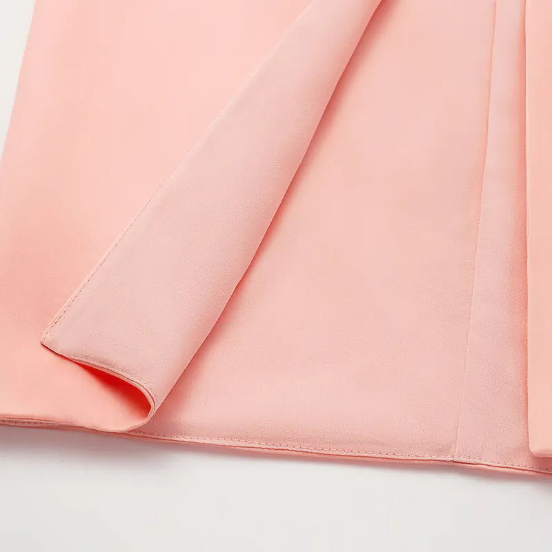 "慵倚春意" 真絲歐根緞鬱金香裙— 落日熔金粉