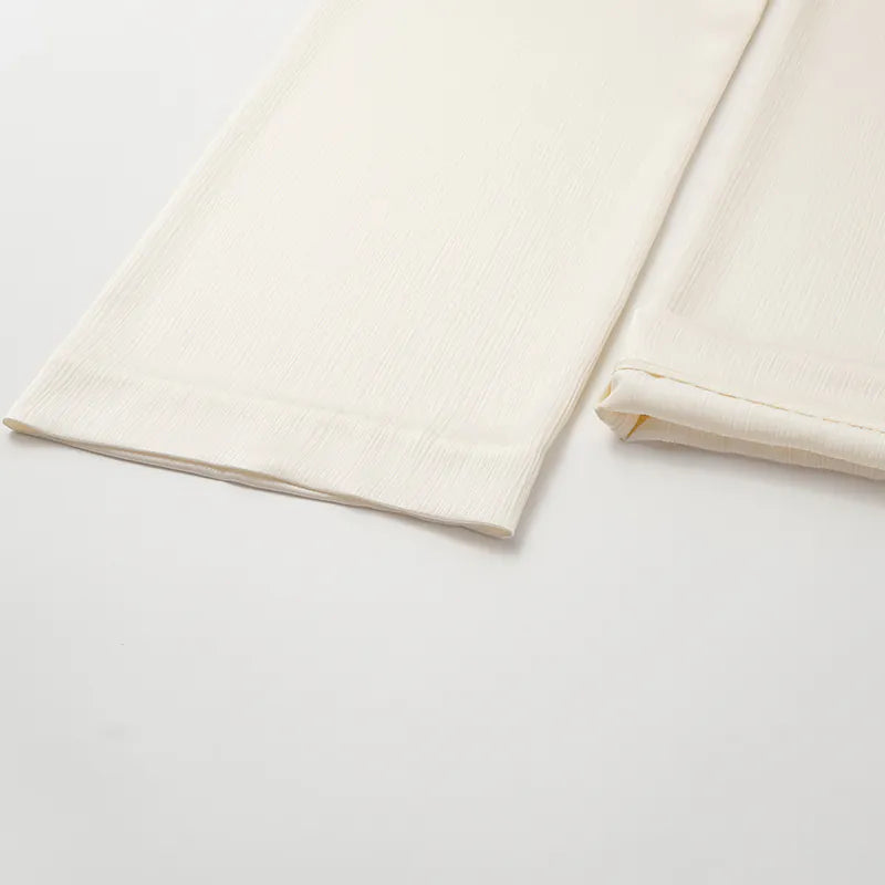 "Easy Go Chic" Korean Pleated Fabric Straight Leg Pants — Original White 