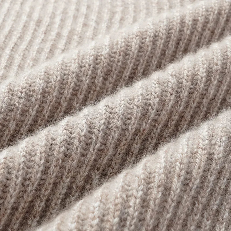 "Winter Diary" 100% Cashmere 粗針大翻領上衣—Taupe Swirl
