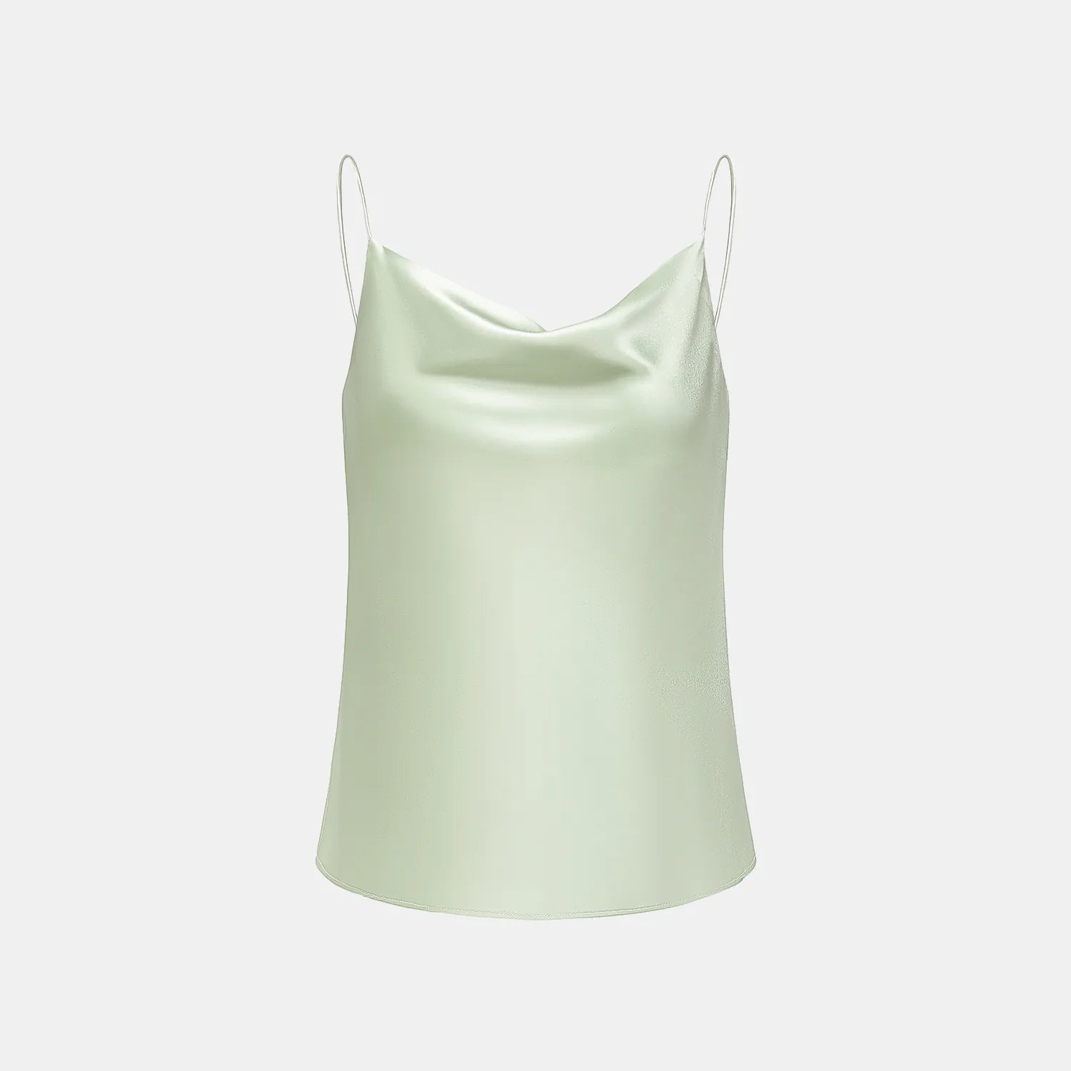 "Summer Diary" 醋酸盪領細肩帶背心—氣泡綠