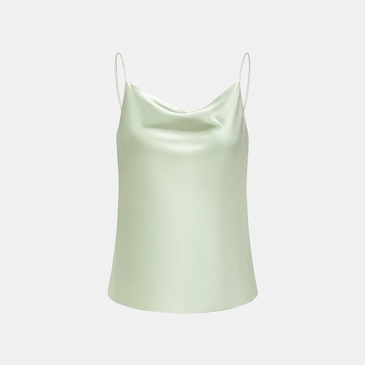 "Summer Diary" 醋酸盪領細肩帶背心—氣泡綠