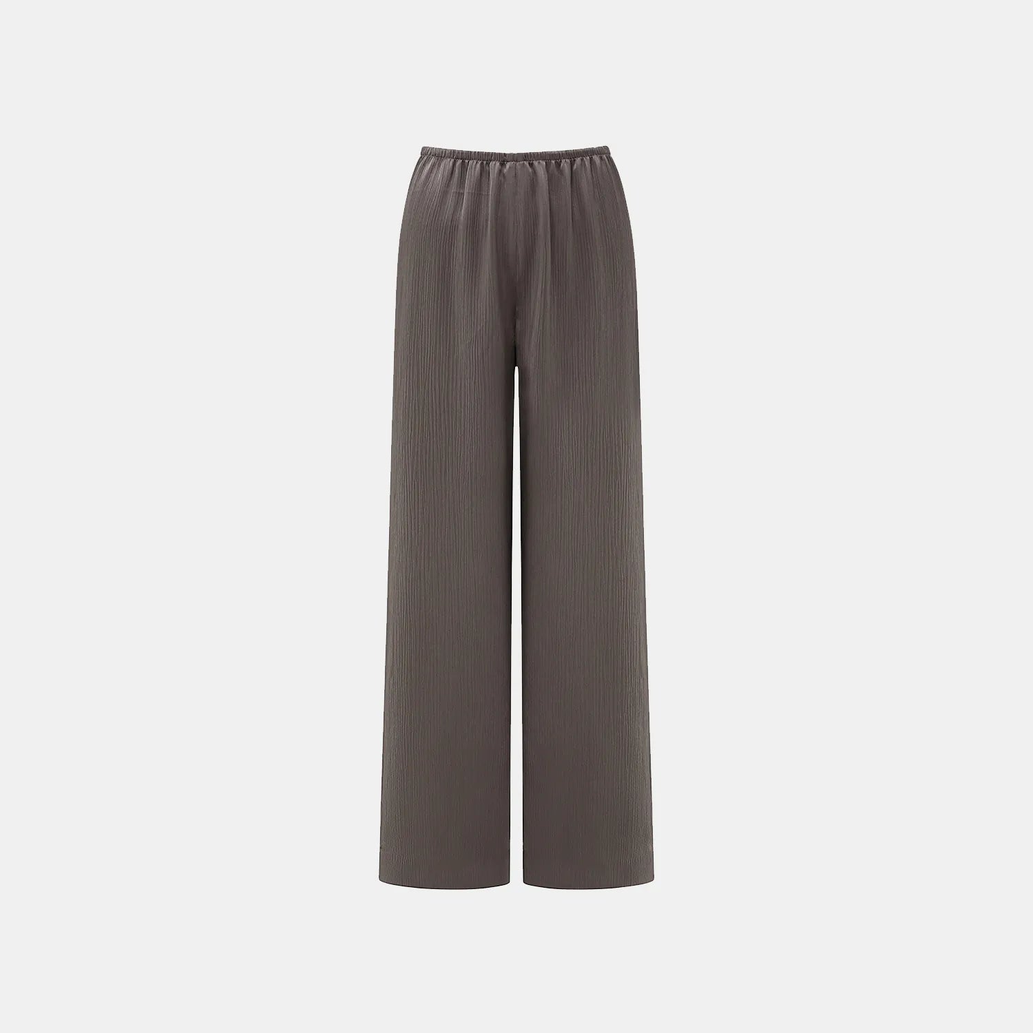 "Easy Go Chic" Korean Pleated Fabric Straight Leg Pants - Leather Brown 