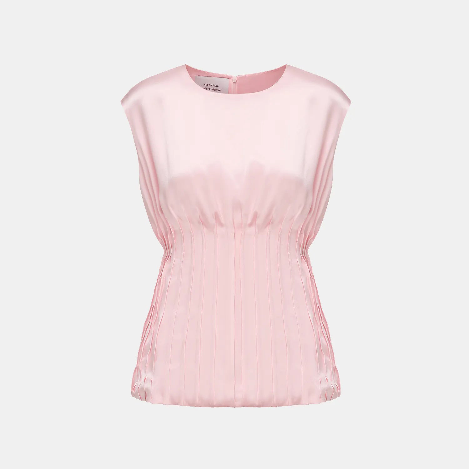 “Date night elegance. ” 100% 真絲立褶上衣— 粉紅