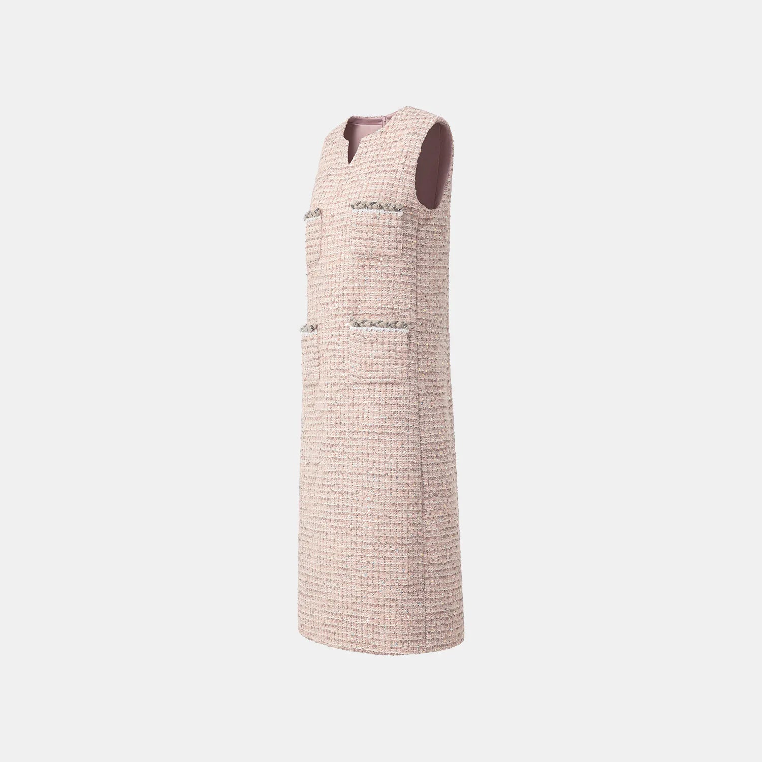 “Chelsea tea time.” 花呢A字長洋裝—Pink marshmallow