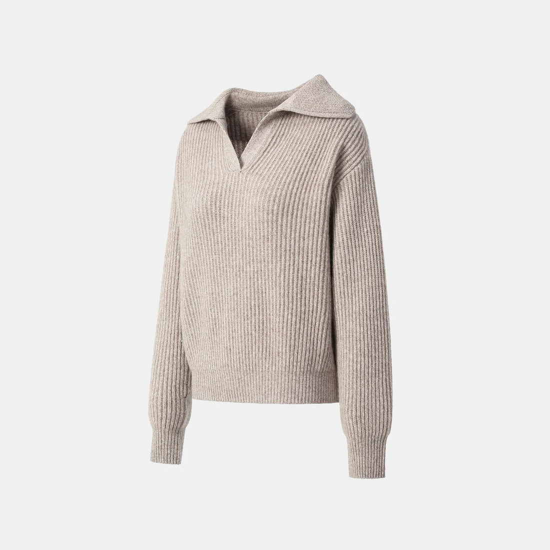 "Winter Diary" 100% Cashmere 粗針大翻領上衣—Taupe Swirl