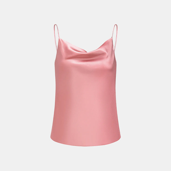 "Summer Diary" 醋酸盪領細肩帶背心—玫瑰粉