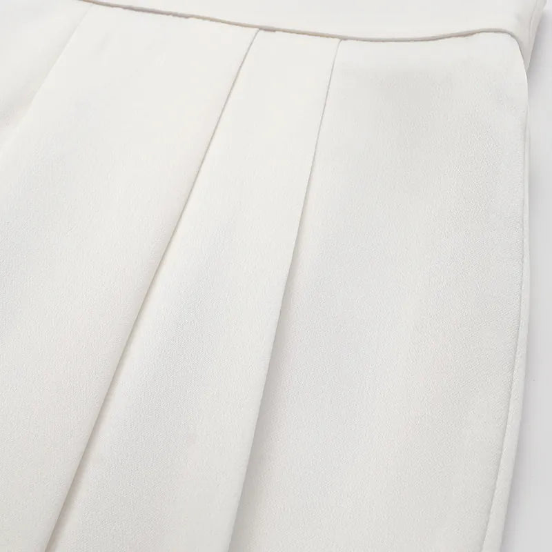 ”The Atelier.” 高級訂製軟馬甲工藝高腰九分褲—白