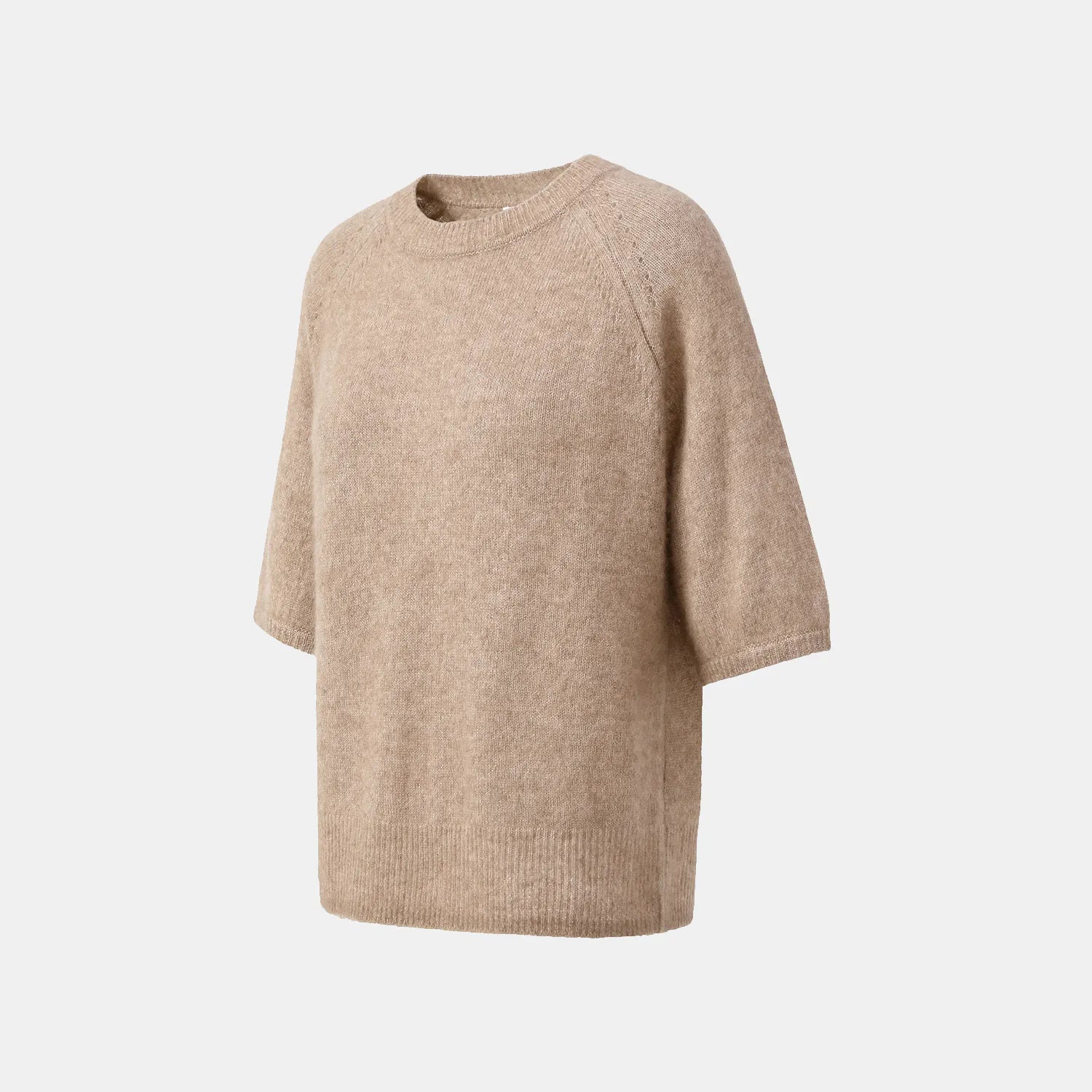 Autumn Diary Silk Cashmere 3/4 Sleeve Top—Earl Grey 
