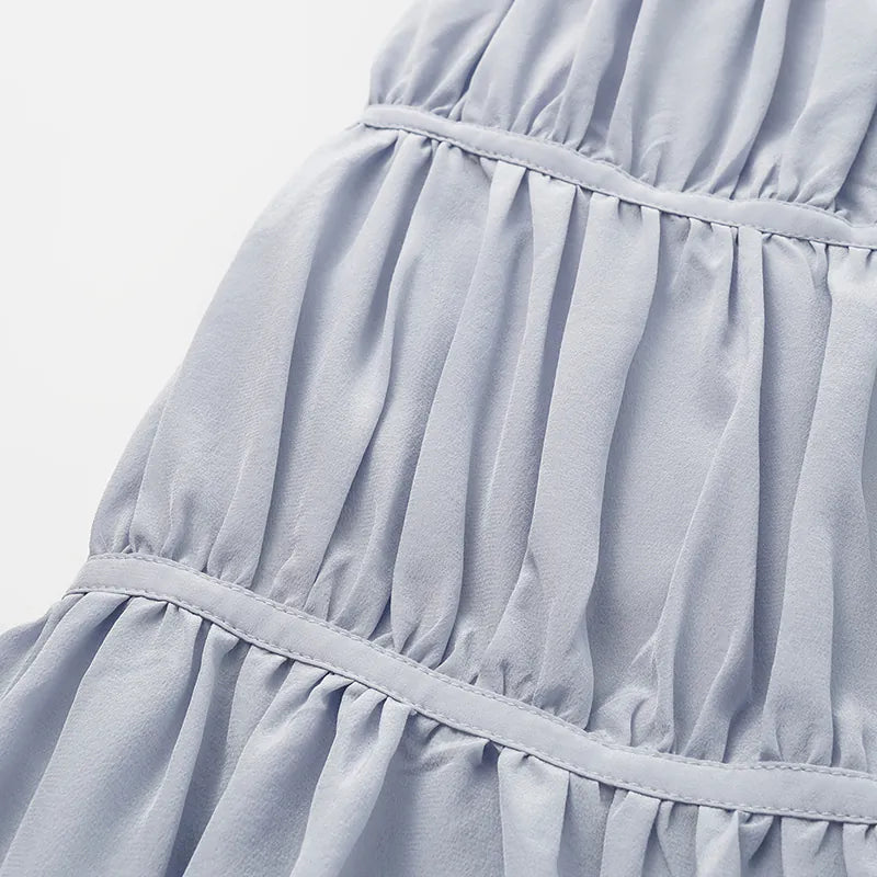 "Brunch at Ritz." 真絲雪紡立體抽褶背心— 暮雲煙紫