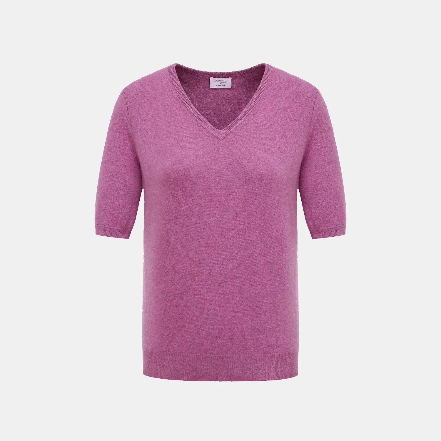 “Cash-In Collection 財“ 100% Baby Cashmere 五分袖V領上衣（Yarn by Loro Piana）— 胭脂紫