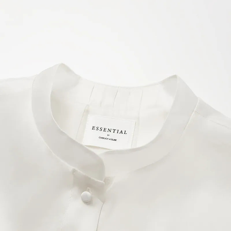 "慵倚春意" 真絲歐根緞立體剪裁國風罩衫— 杏花白