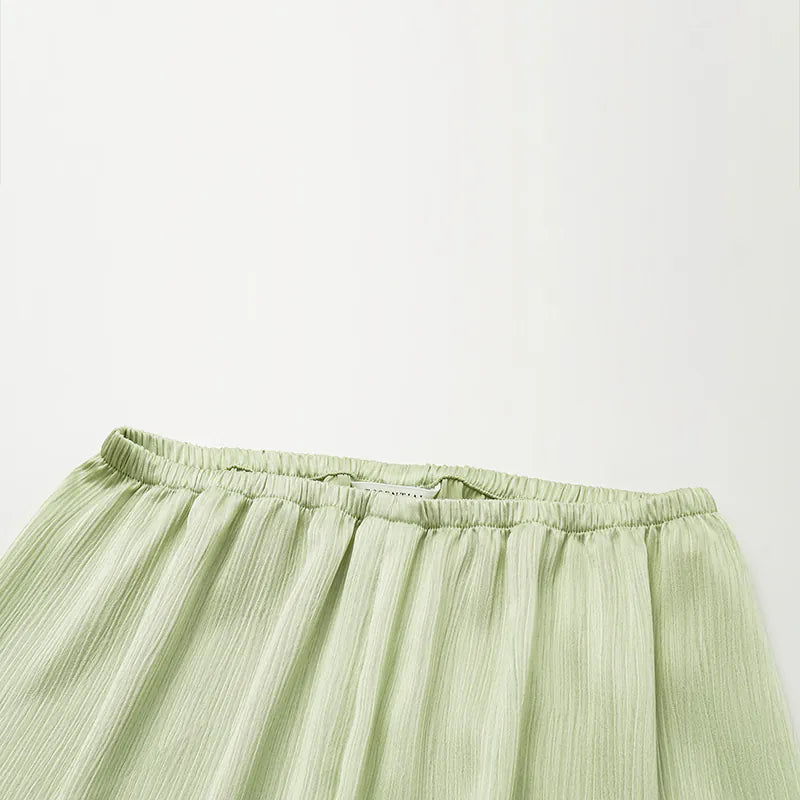 "Easy Go Chic" Korean Pleated Fabric Straight Leg Pants — Bubble Green 