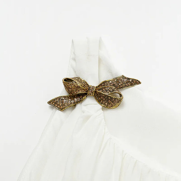 "Brunch at Ritz." 真絲雪紡立體抽褶背心— 梨花白