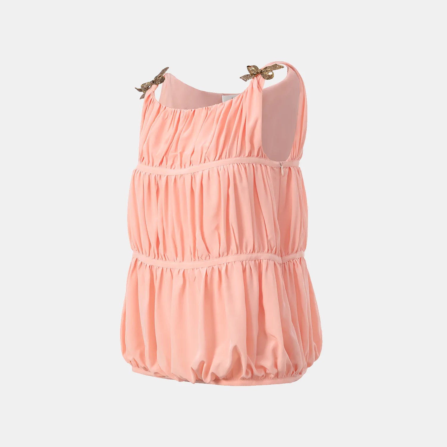 "Brunch at Ritz." 真絲雪紡立體抽褶背心—落日熔金粉