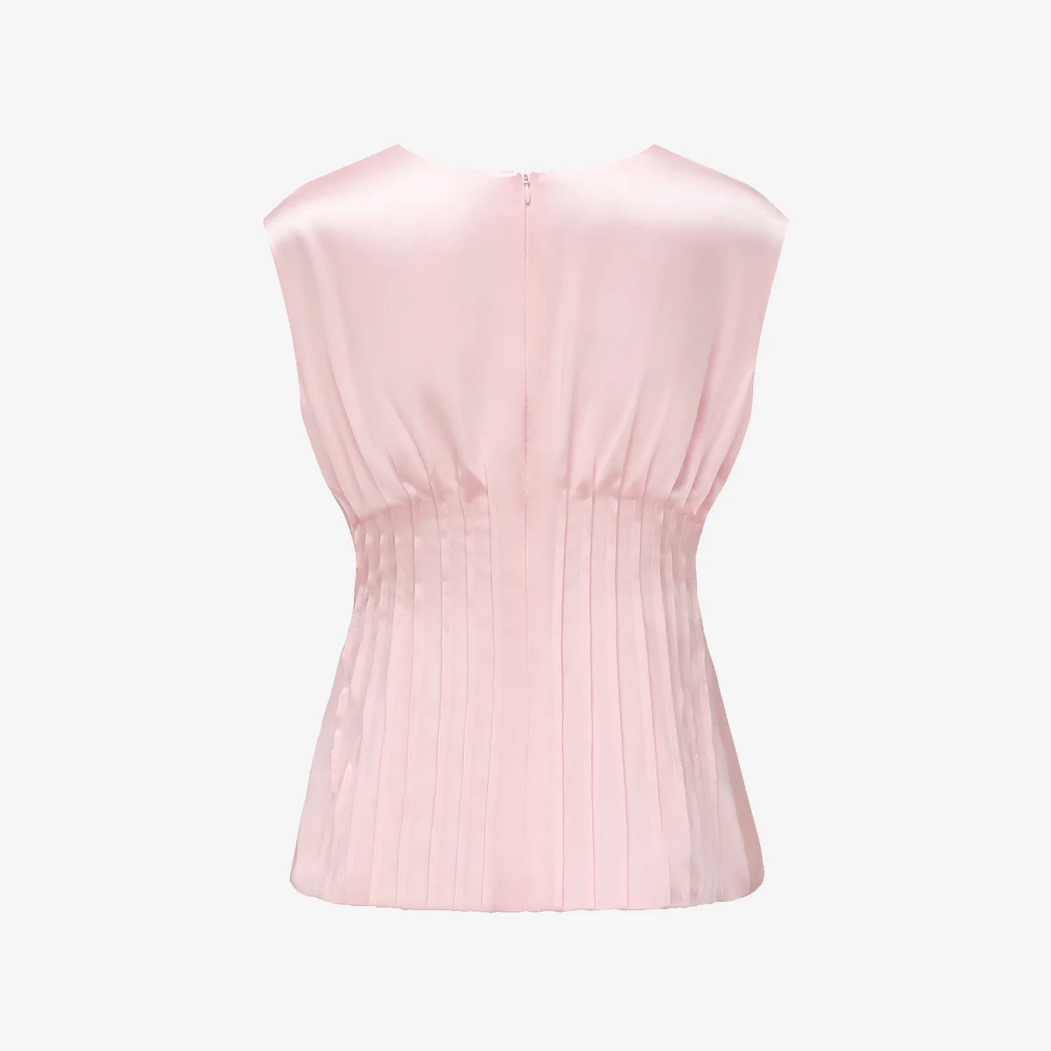 “Date night elegance. ” 100% 真絲立褶上衣— 粉紅